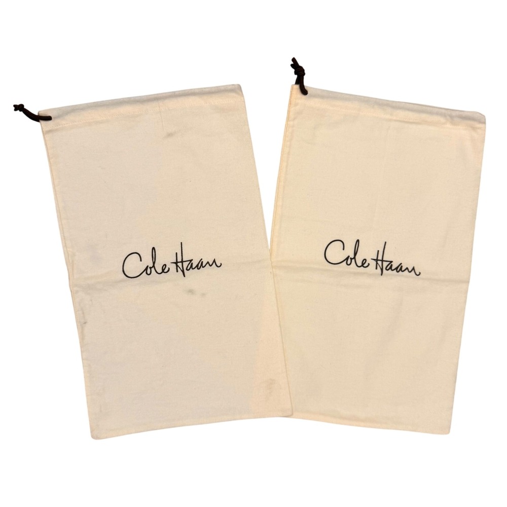 Pair Cole Haan Cream Drawstring Shoe Dust Bags Travel Storage Pouches